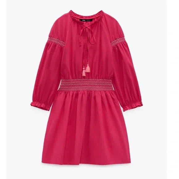 zara pink poplin dress POPLIN TIE MIDI DRESS - Mid-pink